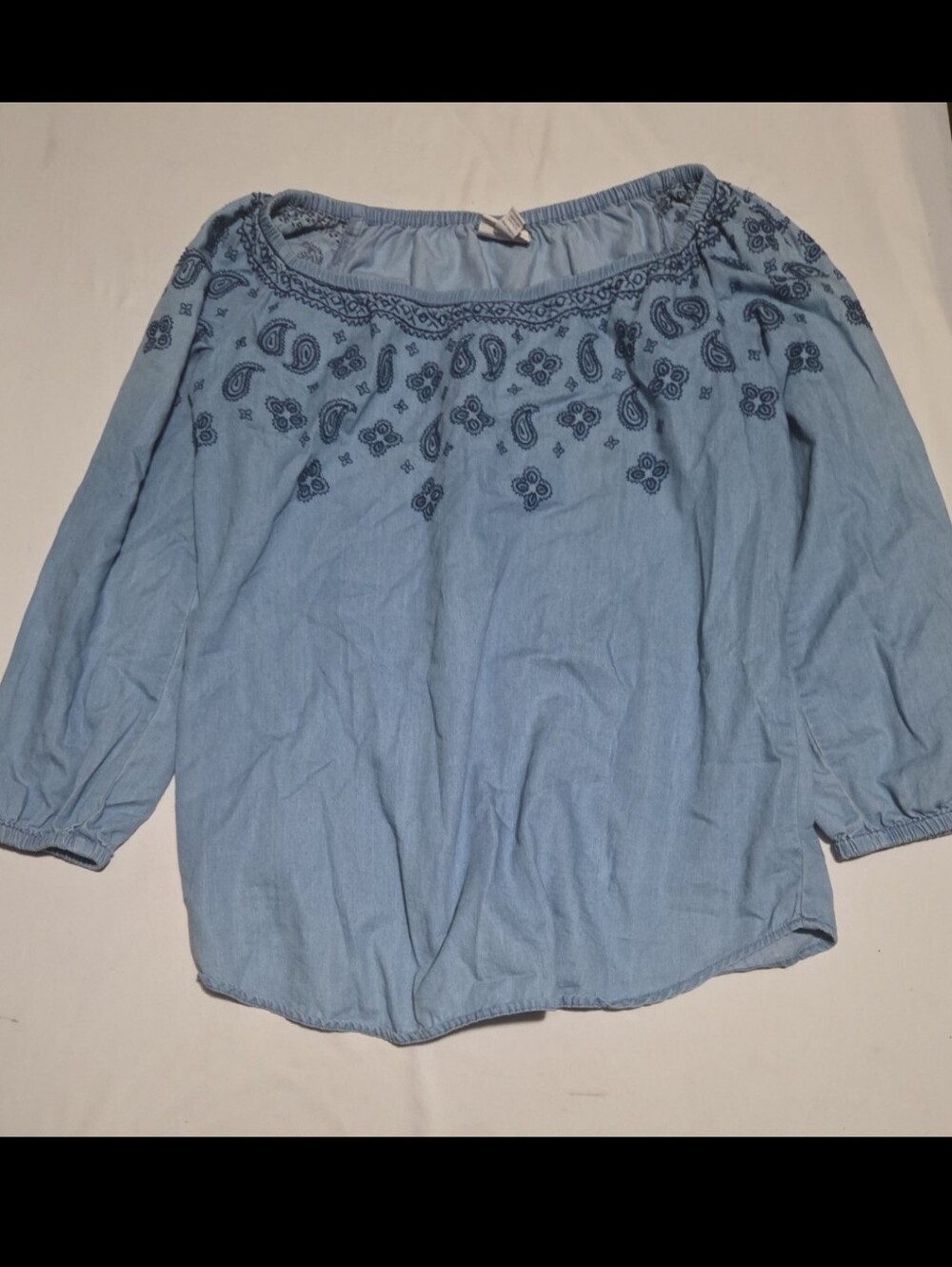 St johns bay Women's medium blue paisley blouse #29